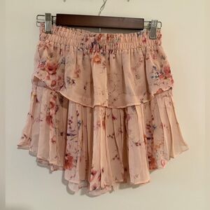 *EUC* LoveShackFancy SILK Floral Tiered Mini Skirt in Blush Pink